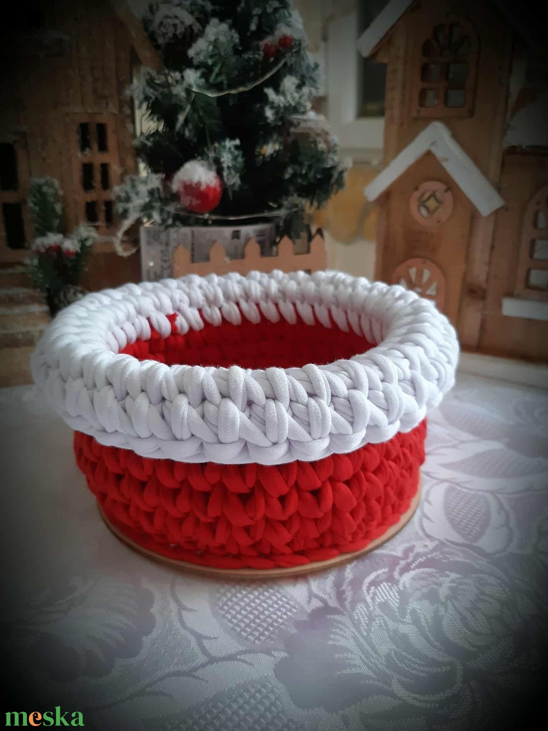 Karácsonyi kosárka - karácsony - karácsonyi lakásdekoráció - ünnepi asztaldekoráció - Meska.hu