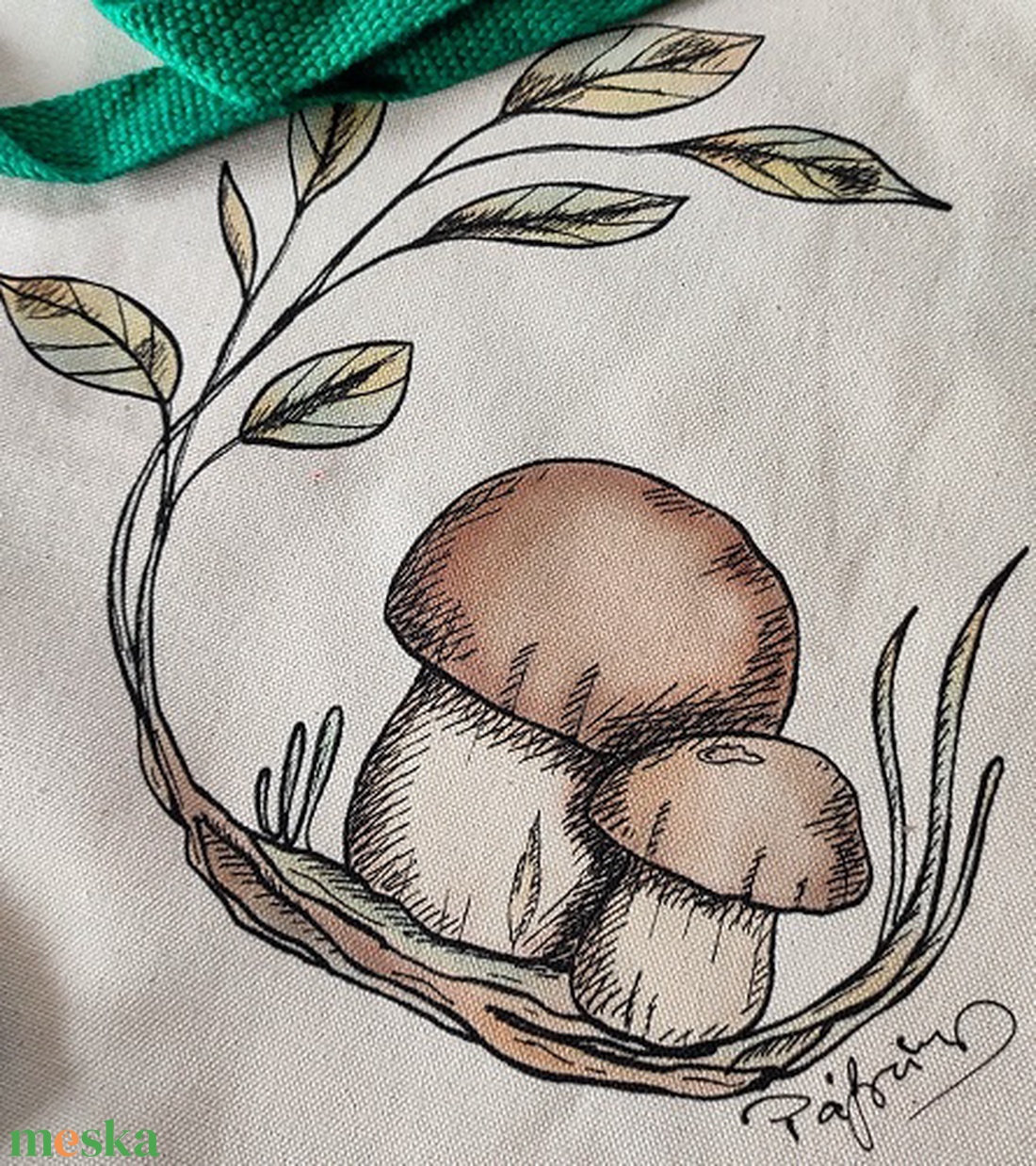 Gombás vászontáska - táska & tok - bevásárlás & shopper táska - shopper, textiltáska, szatyor - Meska.hu