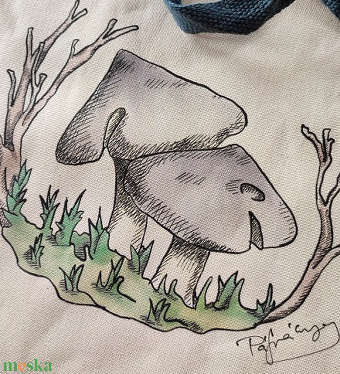 Gombás vászontáska - táska & tok - bevásárlás & shopper táska - shopper, textiltáska, szatyor - Meska.hu