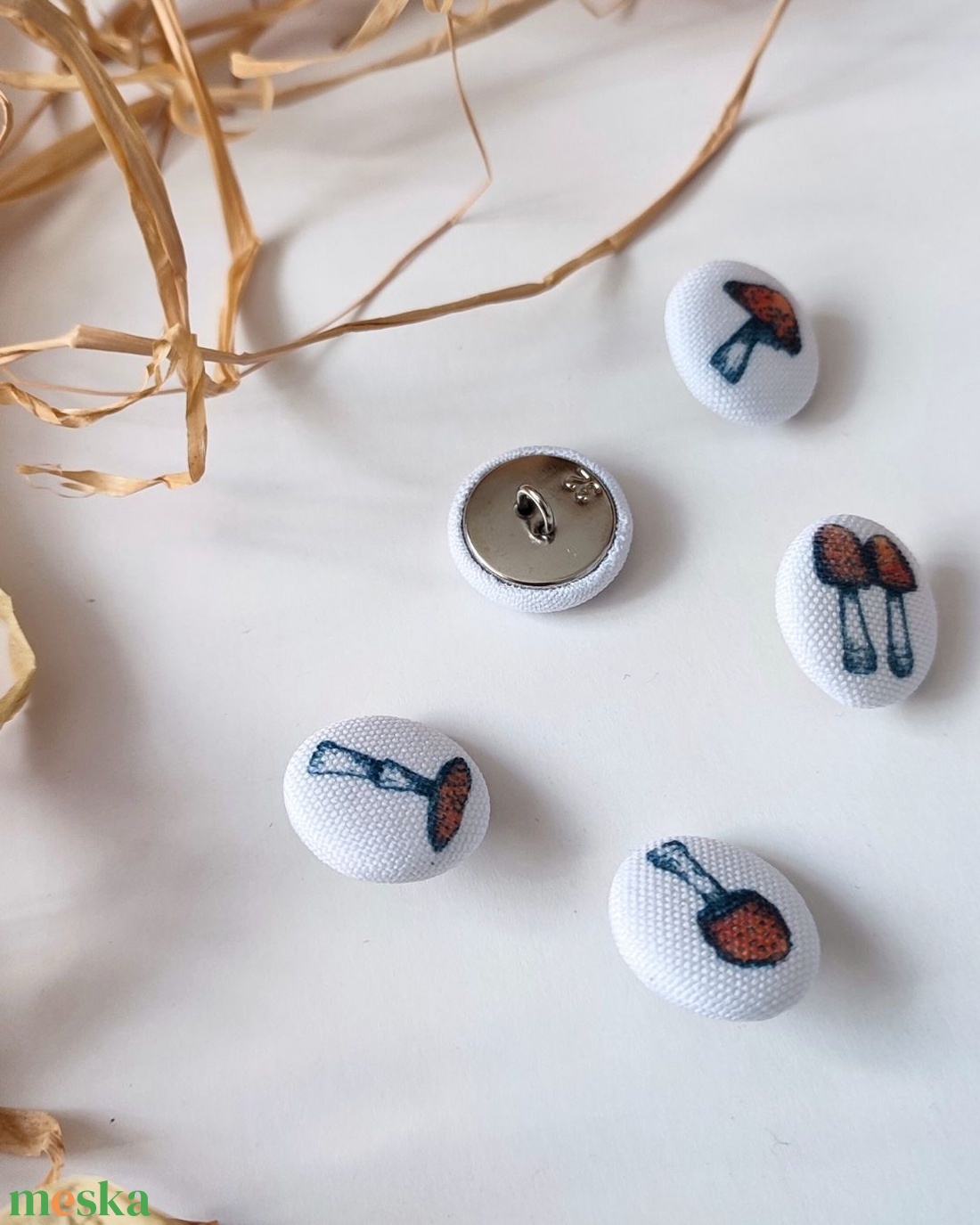 Vászongomb galóca gomba mintával 5db/csomag - ékszer - mandzsettagomb - Meska.hu