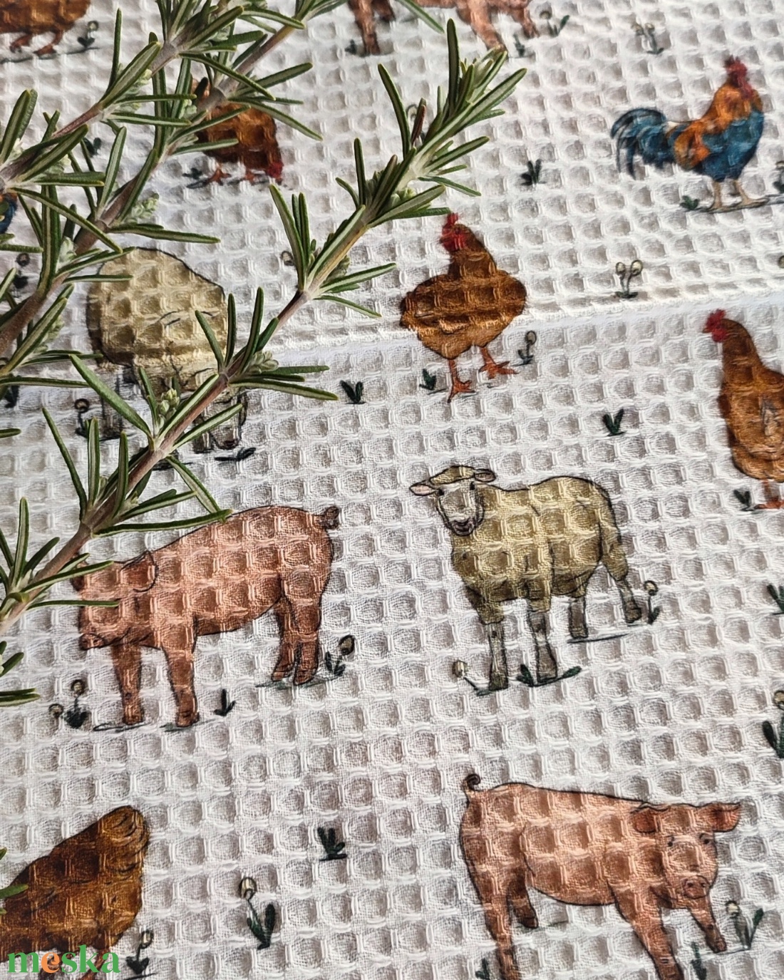 Kéztörlő kendő - TANYAUDVAR - malacok, bárányok - S - otthon & életmód - konyhafelszerelés, tálalás - konyhai textil - konyharuha & törlőkendő - Meska.hu