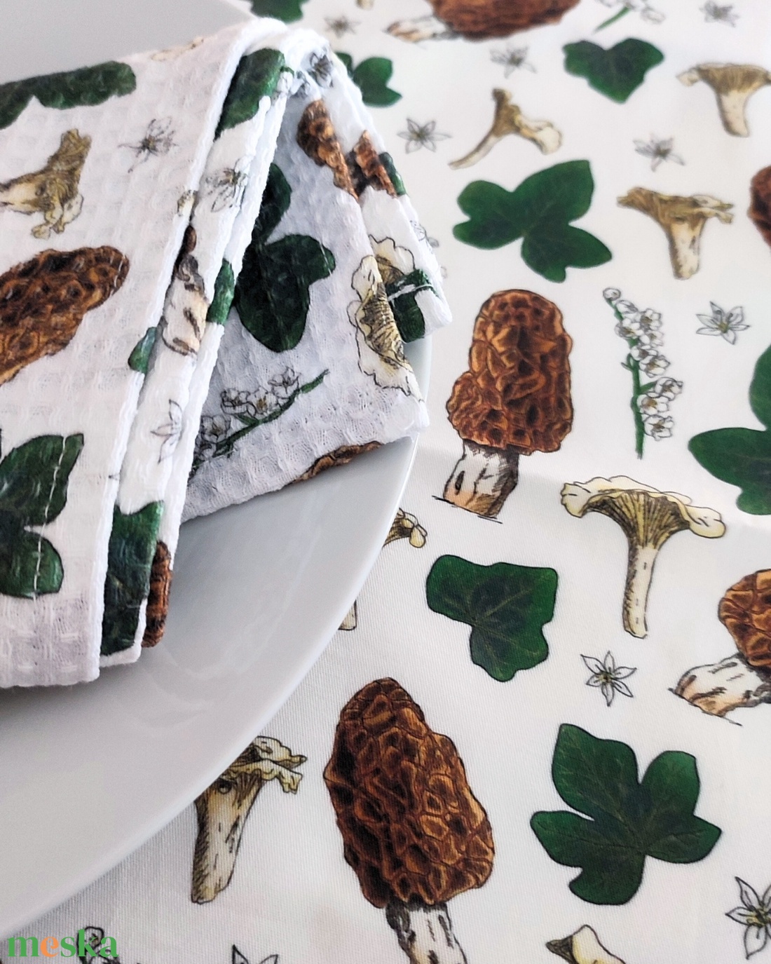 Kéztörlő kendő - kucsmagomba-rókagomba - M - otthon & életmód - konyhafelszerelés, tálalás - konyhai textil - konyharuha & törlőkendő - Meska.hu