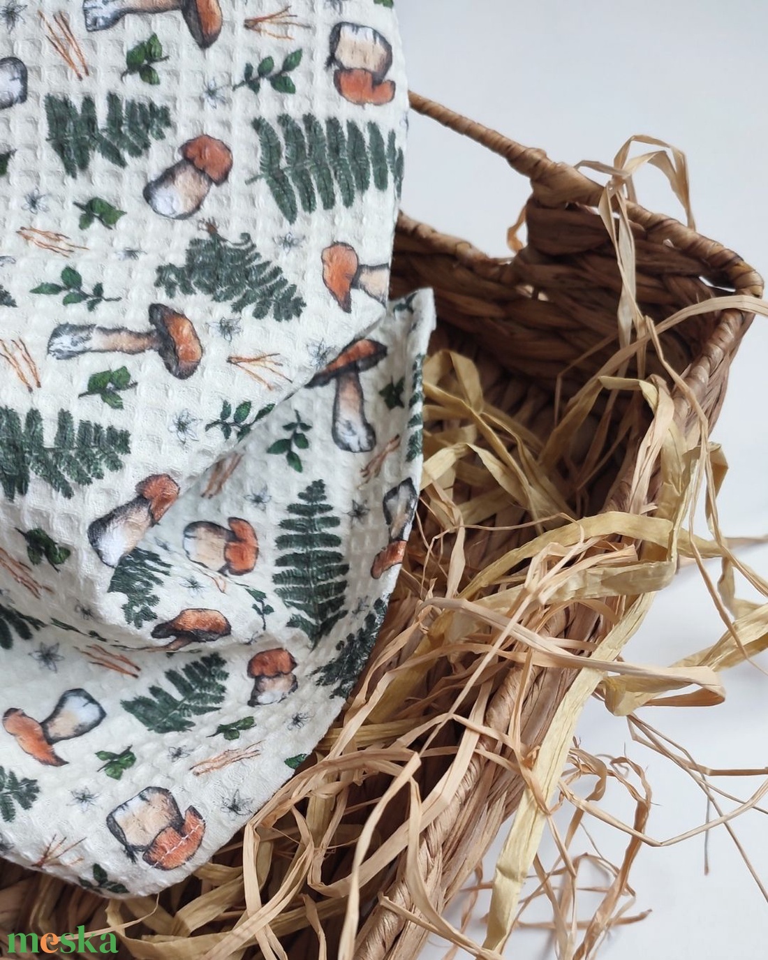 Kéztörlő kendő - vargánya mintával, beige - S - otthon & életmód - konyhafelszerelés, tálalás - konyhai textil - konyharuha & törlőkendő - Meska.hu