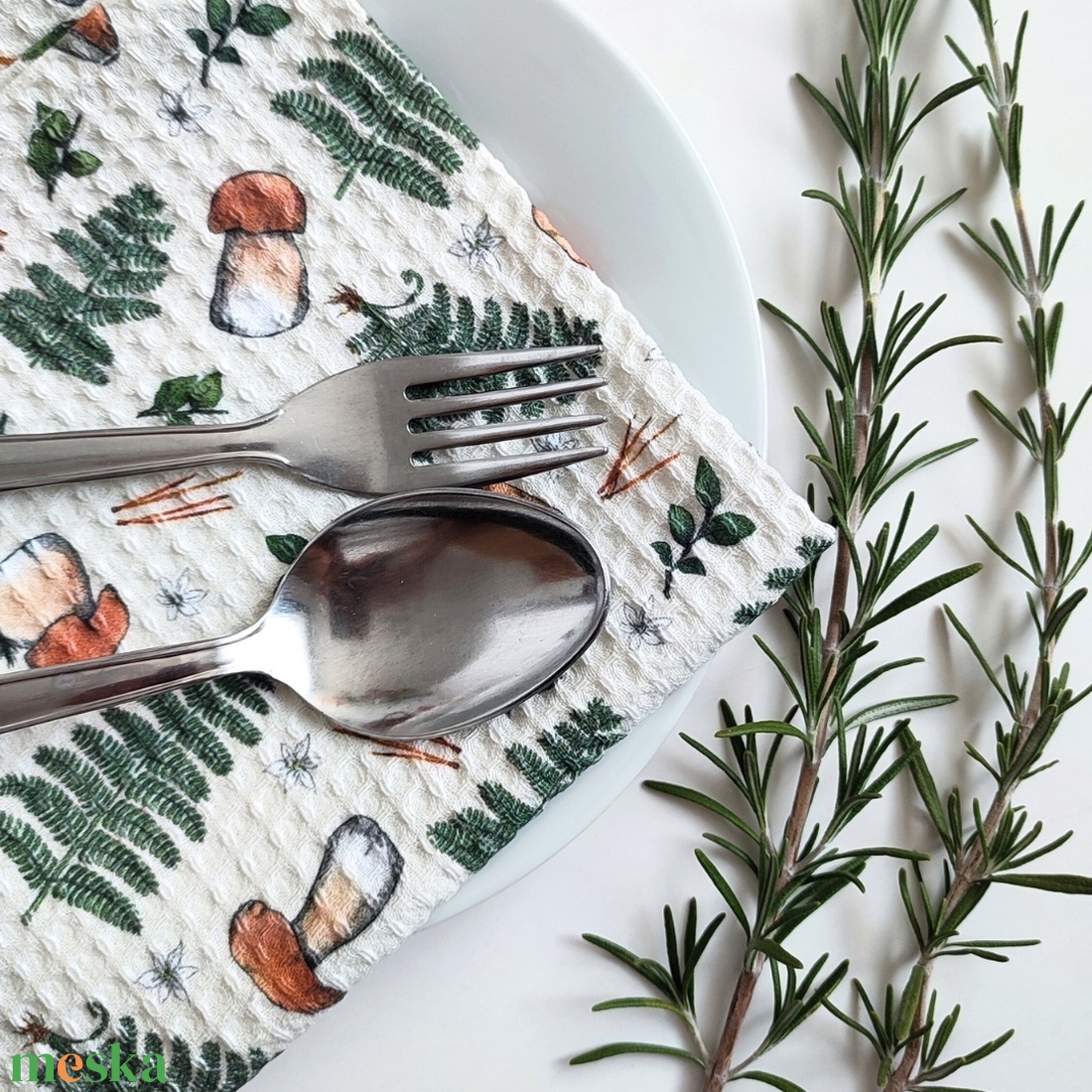 Kéztörlő kendő - vargánya mintával, beige - S - otthon & életmód - konyhafelszerelés, tálalás - konyhai textil - konyharuha & törlőkendő - Meska.hu
