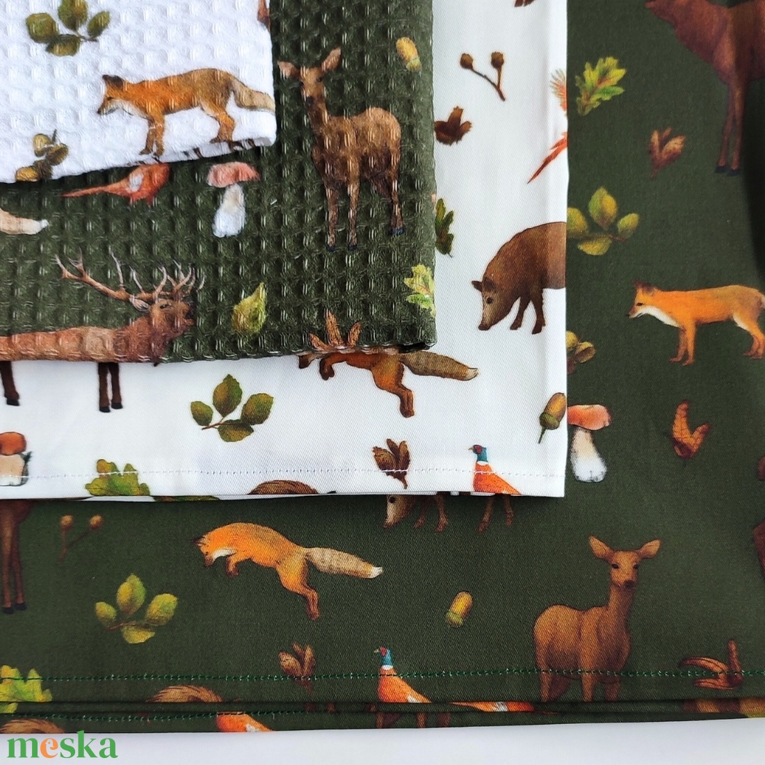 Asztali futó - VADVILÁG - erdei tisztás, zöld- extra méret - otthon & életmód - konyhafelszerelés, tálalás - tálalás - tálalás - Meska.hu
