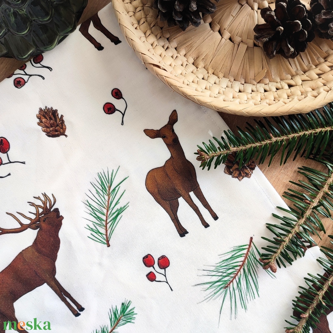 Asztali futó - Téli szarvasok - kis méret - otthon & életmód - konyhafelszerelés, tálalás - tálalás - tálalás - Meska.hu