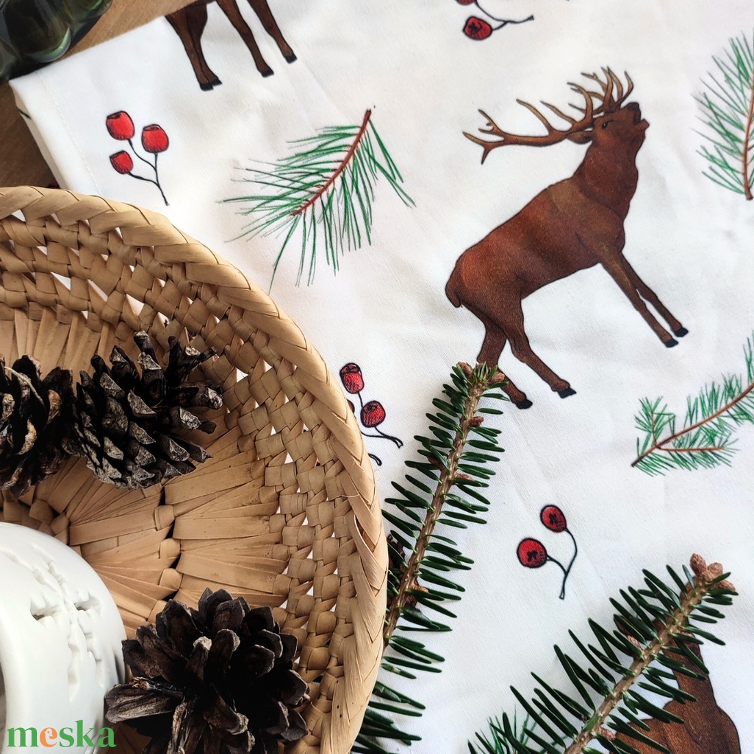 Asztali futó - Téli szarvasok - kis méret - otthon & életmód - konyhafelszerelés, tálalás - tálalás - tálalás - Meska.hu