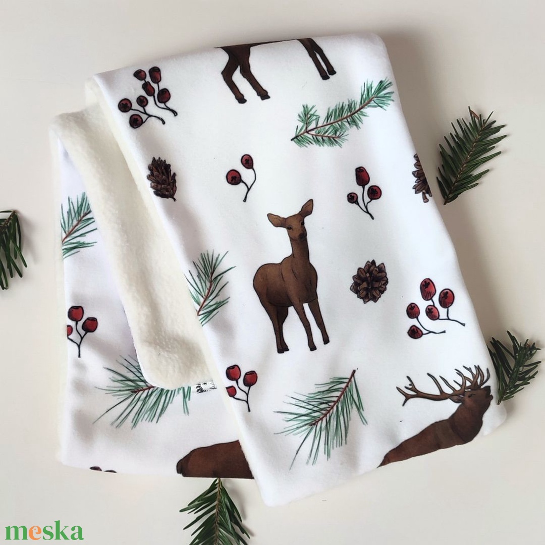 Gyermek sál - téli szarvasok - ruha & divat - sál, sapka, kendő - sál - Meska.hu