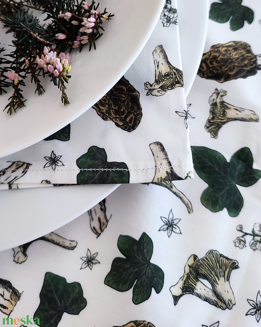 Asztali futó - kucsmagomba-rókagomba - nagy méret - otthon & életmód - konyhafelszerelés, tálalás - tálalás - tálalás - Meska.hu