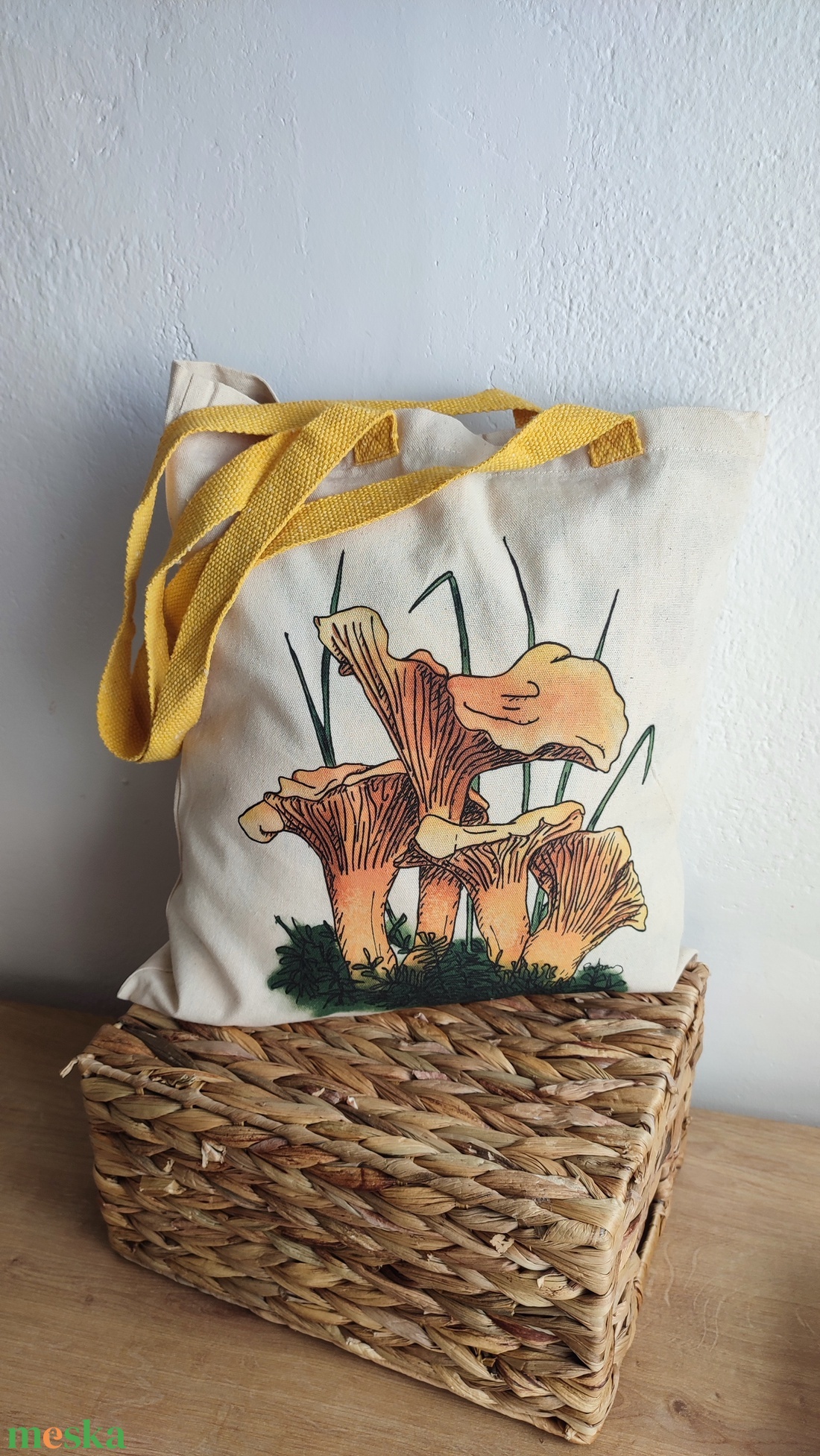 Vászon válltáska rókagomba mintával - táska & tok - kézitáska & válltáska - válltáska - Meska.hu