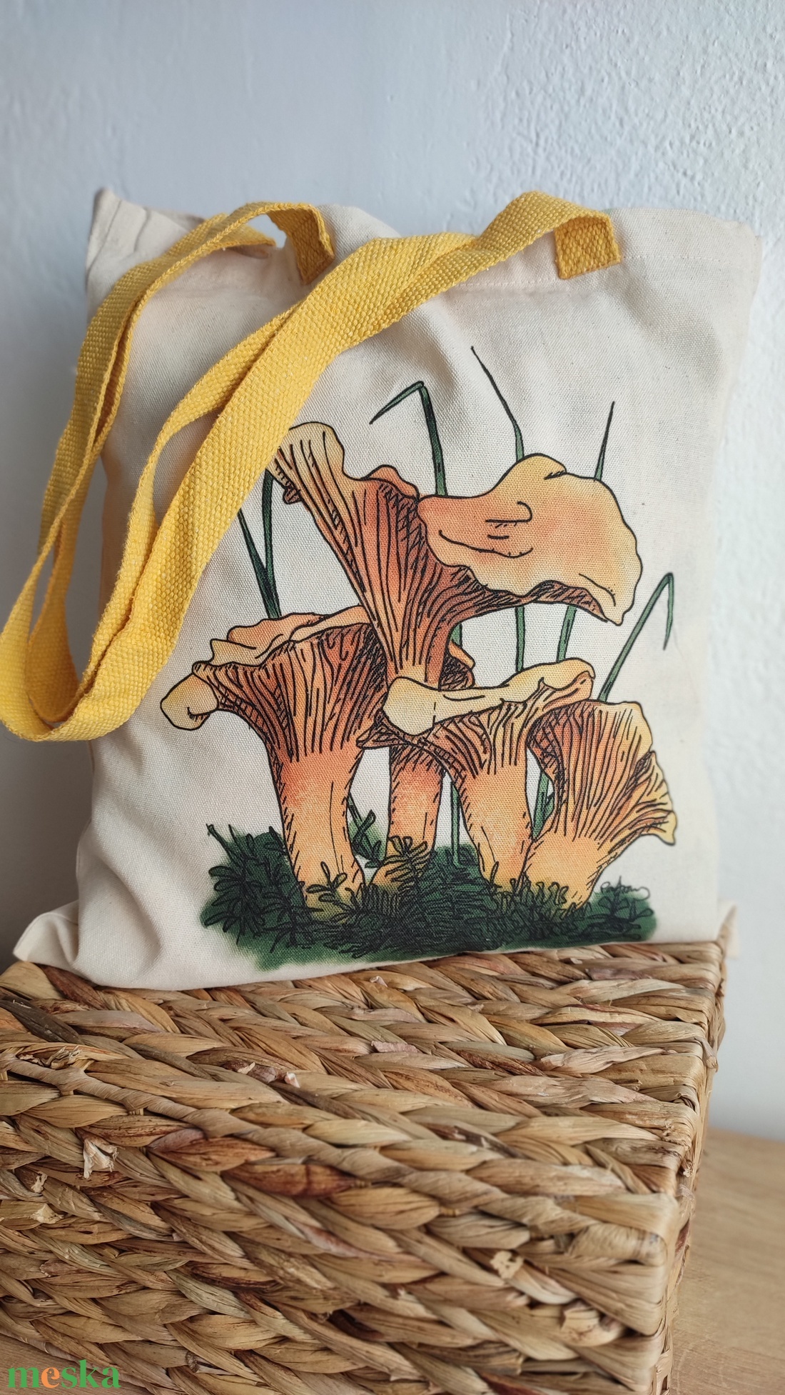 Vászon válltáska rókagomba mintával - táska & tok - kézitáska & válltáska - válltáska - Meska.hu