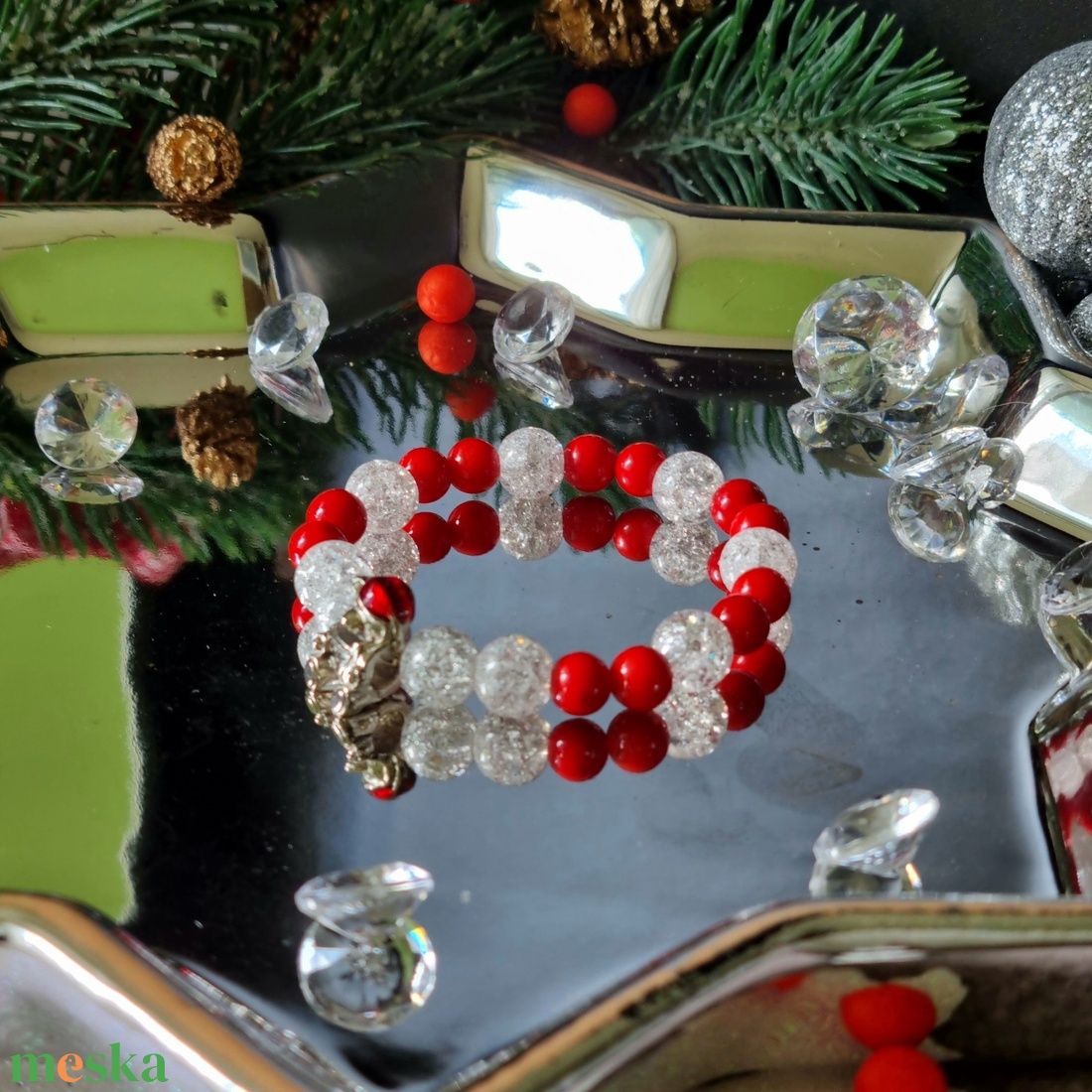 Mackós, hegyikristály, piros jáde gyermek karkötő  - ékszer - karkötő - ásványkarkötő - Meska.hu