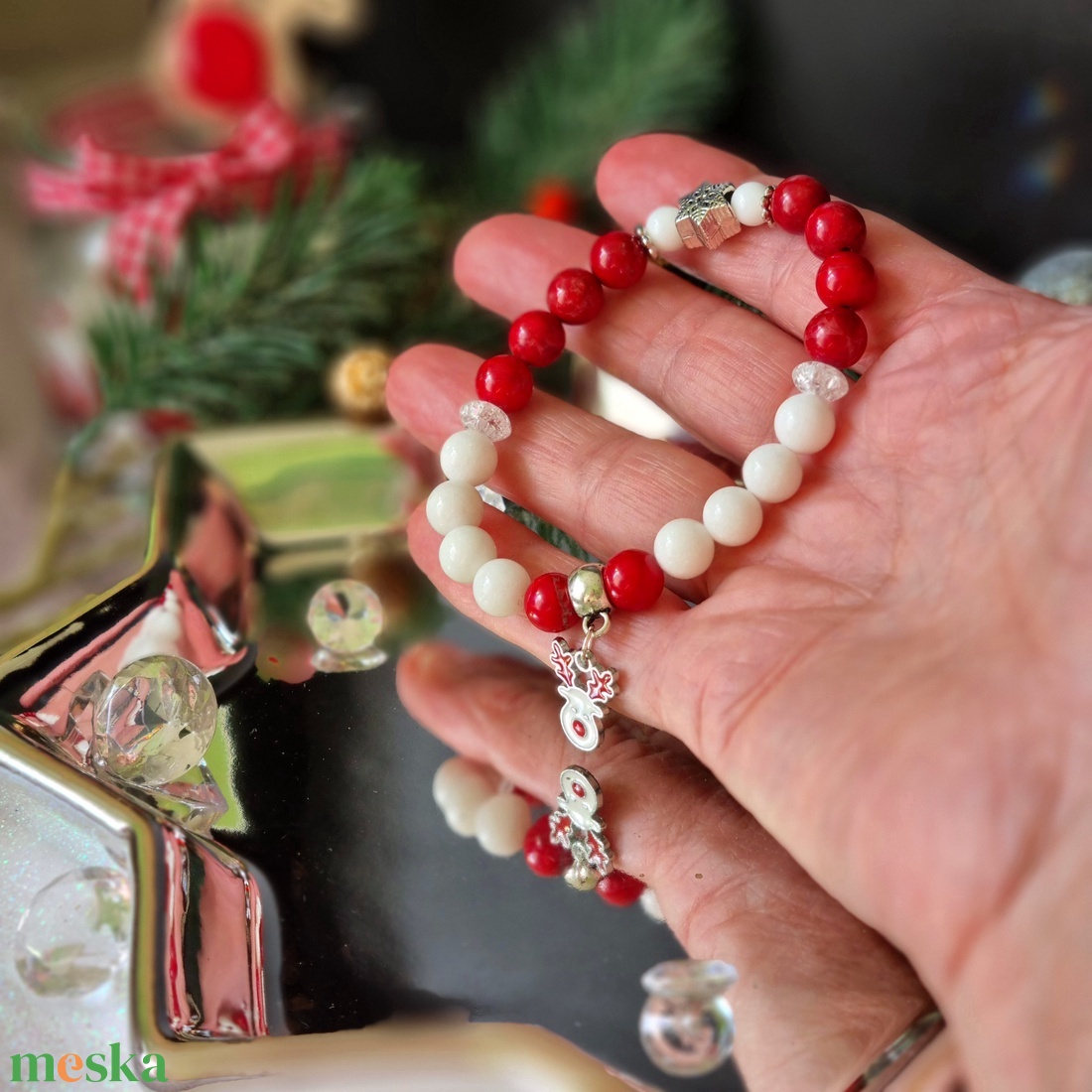 Jáspis, kalcedon, hegyikristály karkötő  - ékszer - karkötő - ásványkarkötő - Meska.hu