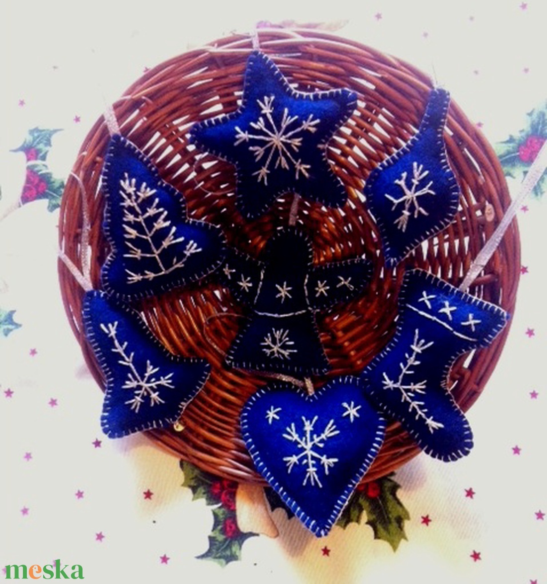 karácsonyfadísz kék-ezüst - karácsony - karácsonyi lakásdekoráció - karácsonyfadíszek - Meska.hu