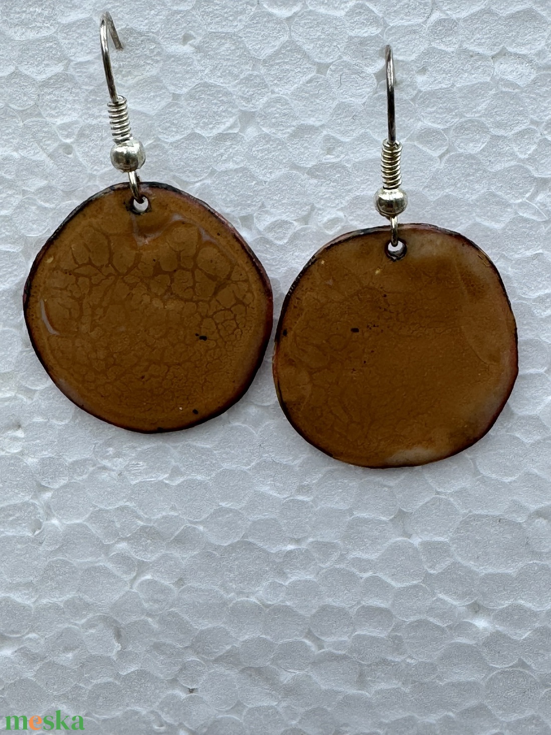 Tűzzománc füli - ékszer - fülbevaló - lógós kerek fülbevaló - Meska.hu