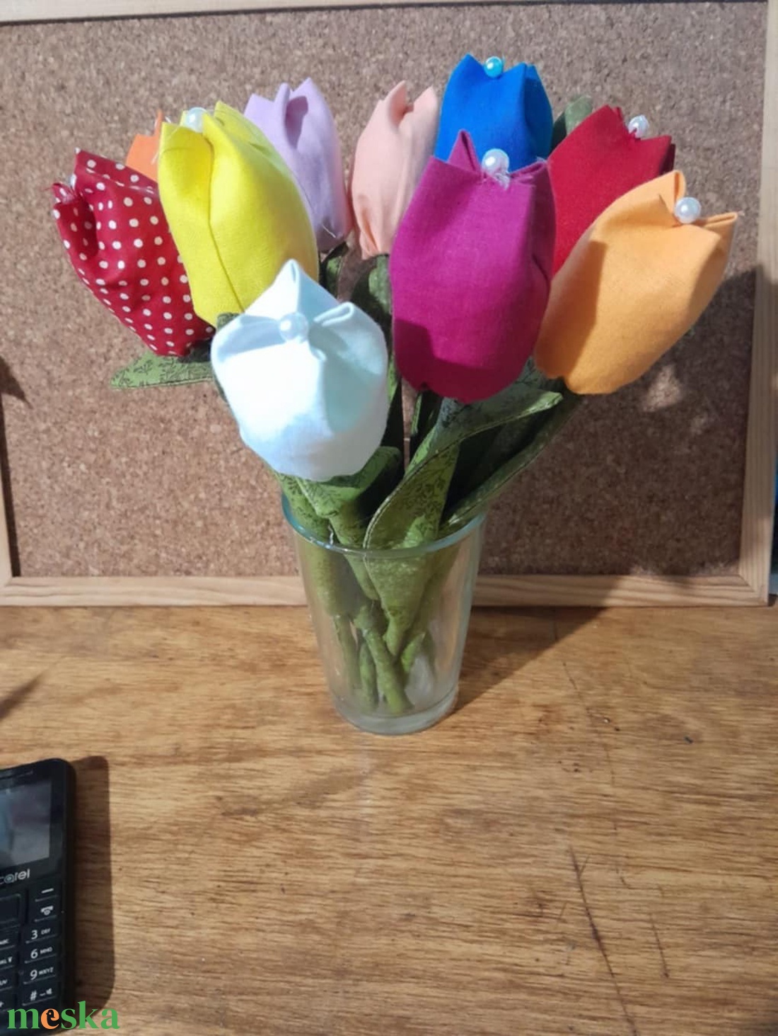 Textil tulipán, színes 10szál - otthon & életmód - dekoráció - Meska.hu