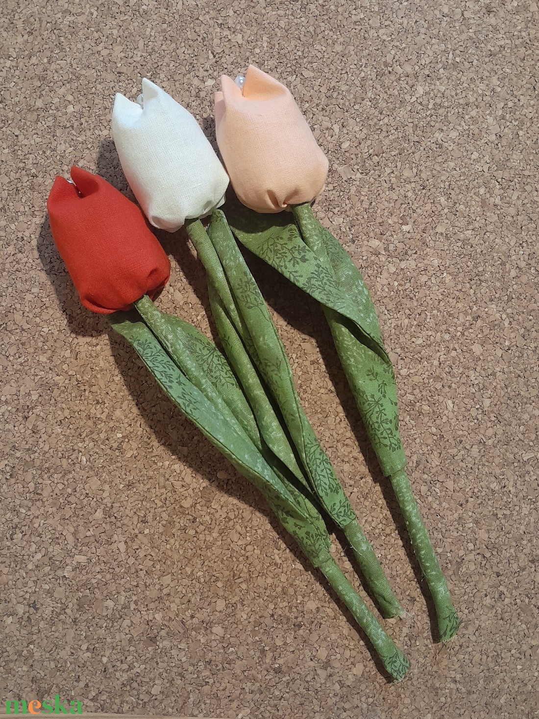 Textil tulipán (3szál) - otthon & életmód - virágdekoráció - virágok - szálas virág - Meska.hu