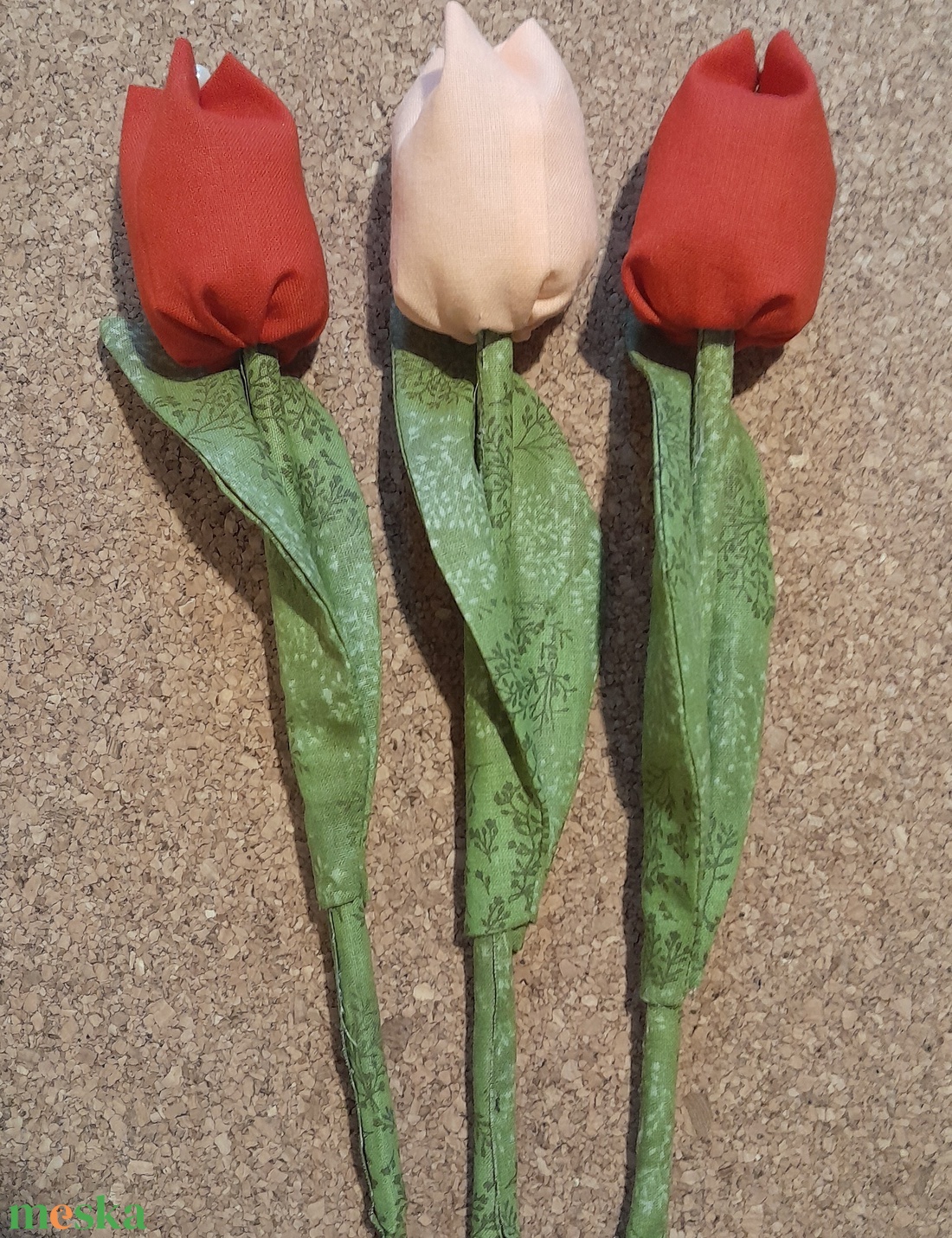 Textil tulipán ( 3szál) - otthon & életmód - virágdekoráció - virágok - szálas virág - Meska.hu