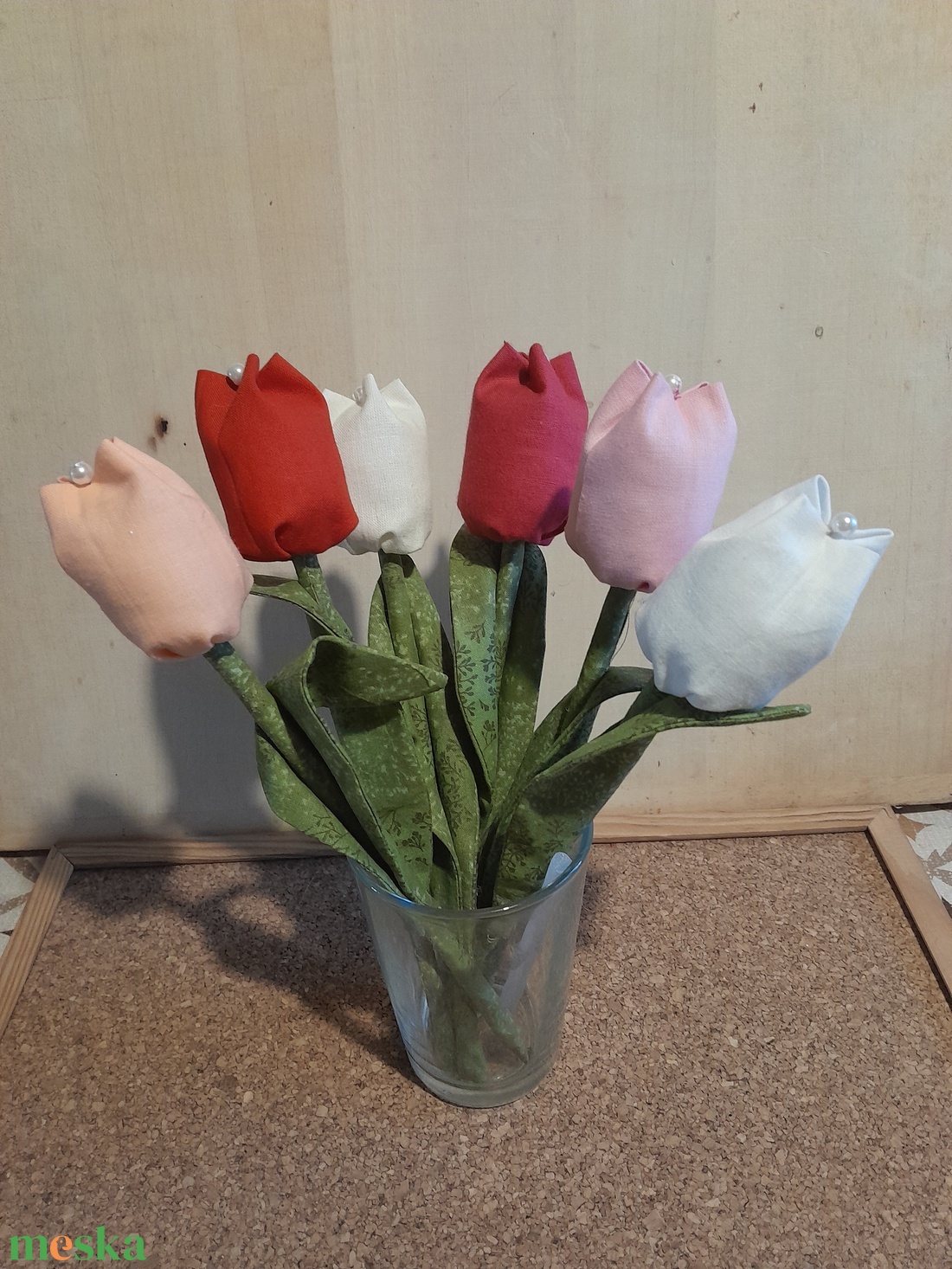 Textil tulipán 6db - otthon & életmód - virágdekoráció - virágok - szálas virág - Meska.hu