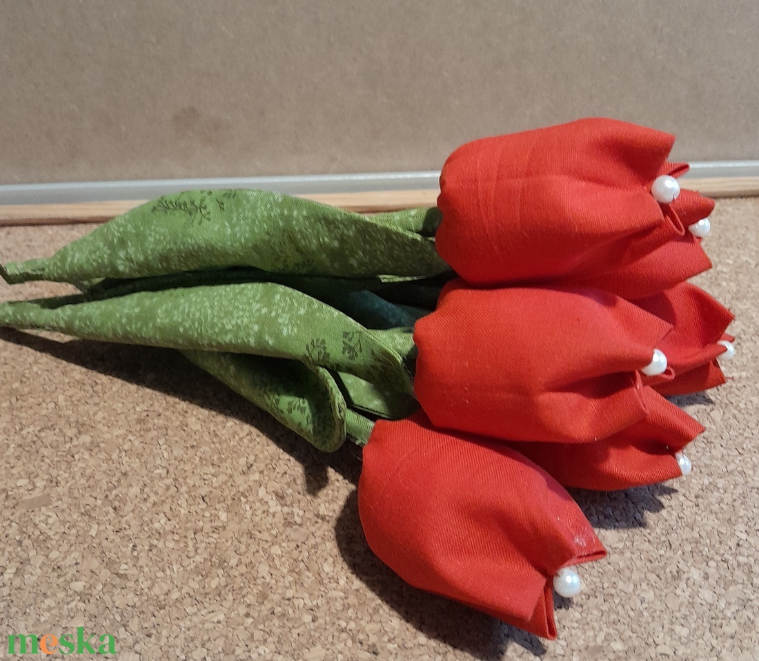Textil tulipán ( 6szál) - otthon & életmód - virágdekoráció - virágok - szálas virág - Meska.hu