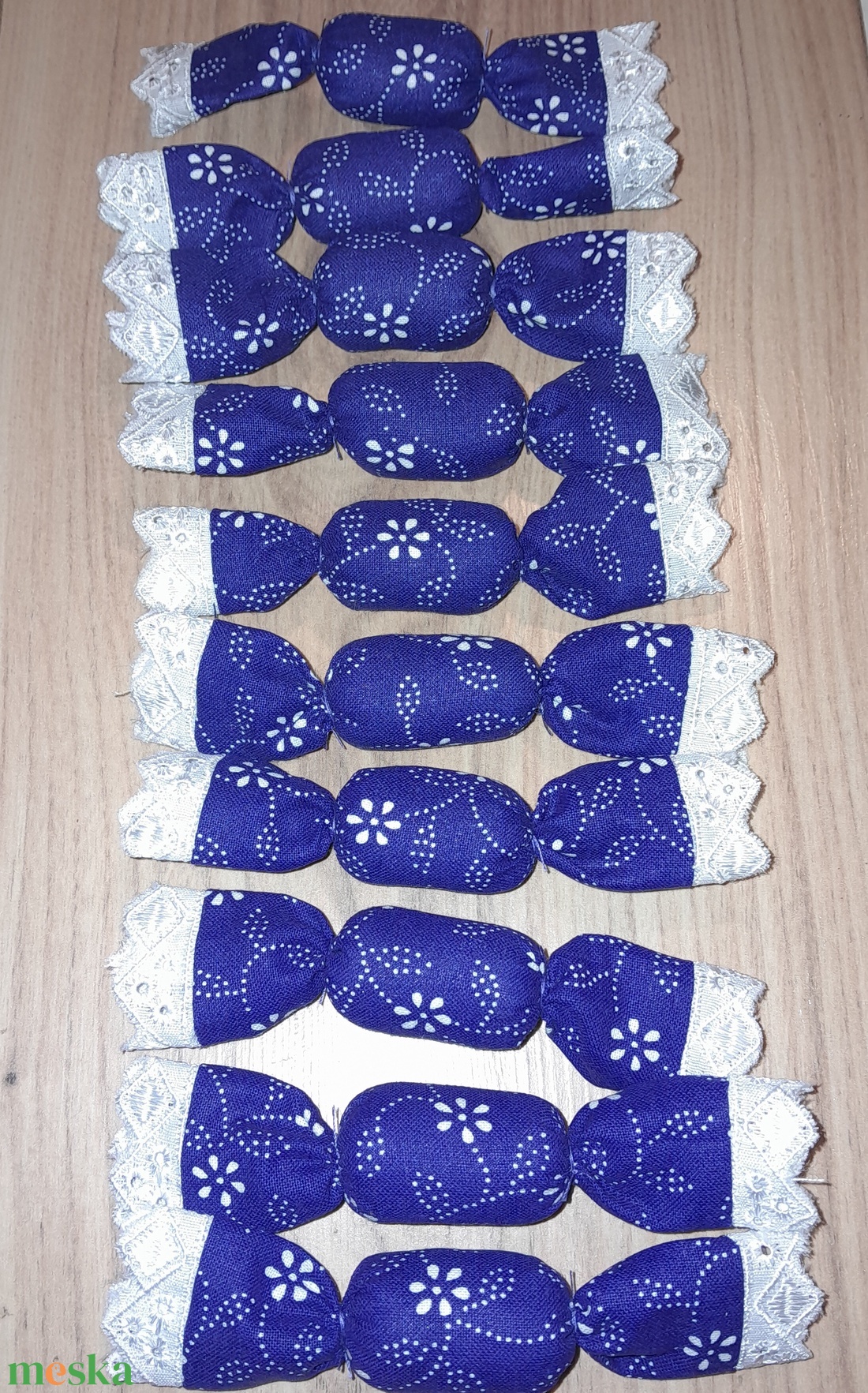 Textil szaloncukor,  kékfestő - karácsony - karácsonyi lakásdekoráció - karácsonyfadíszek - Meska.hu