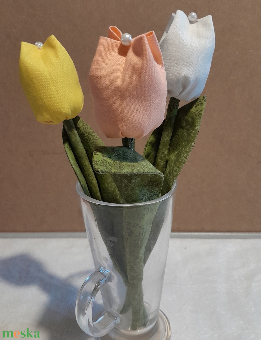 Textil tulipán (3szál) - otthon & életmód - virágdekoráció - virágok - virágcsokor - Meska.hu