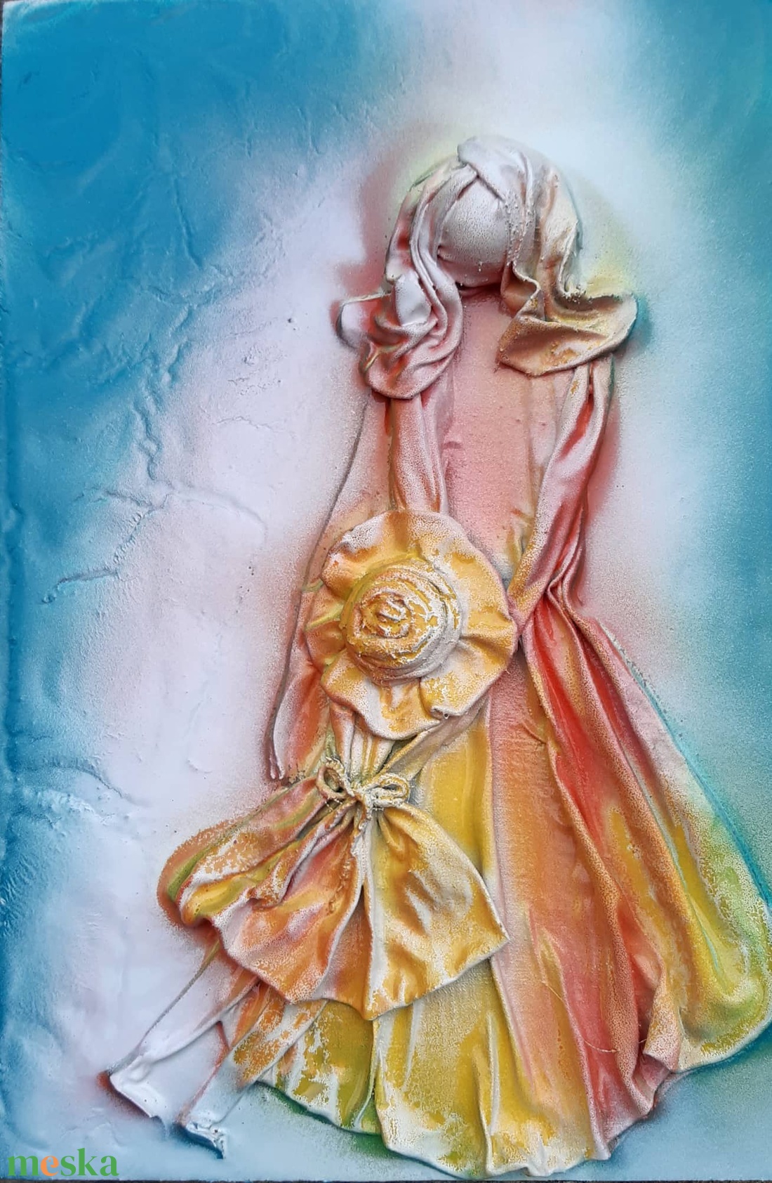 Szeretet  20x30cm-es  falikép, textilszobrászattal készítve - művészet - más művészeti ág - Meska.hu