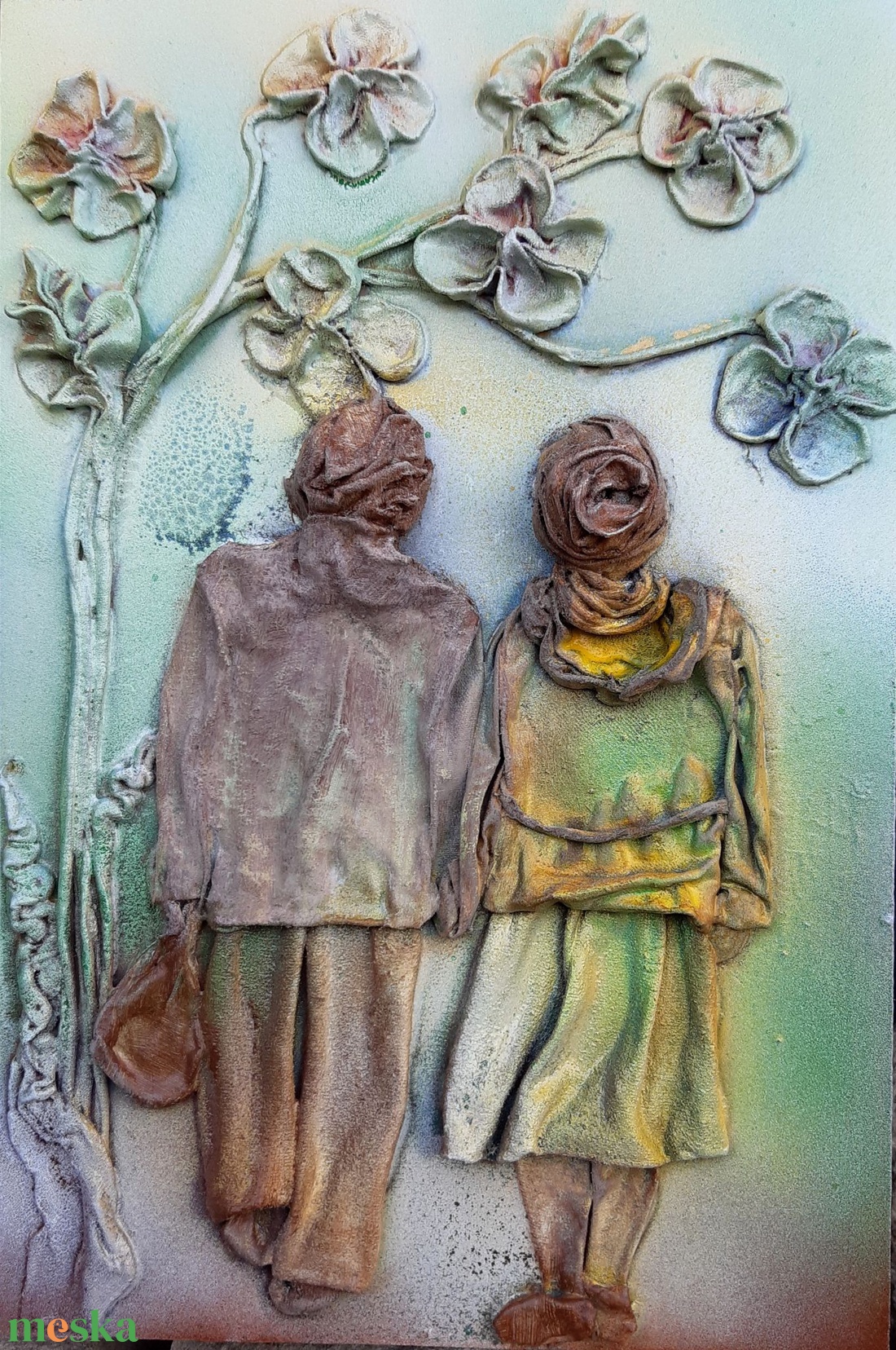 Ha egyszer majd megöregszünk  20x30cm-es  falikép, textilszobrászattal készítve - otthon & életmód - dekoráció - kép & falikép - 3d képek - Meska.hu