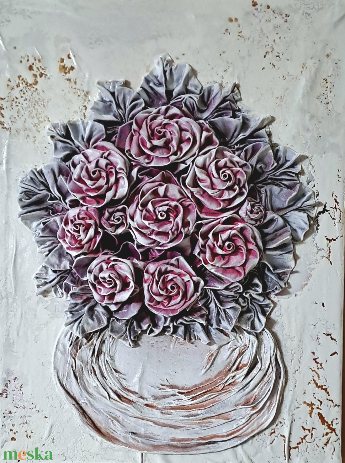 Rózsák vázában, 30x40cm - otthon & életmód - dekoráció - kép & falikép - 3d képek - Meska.hu