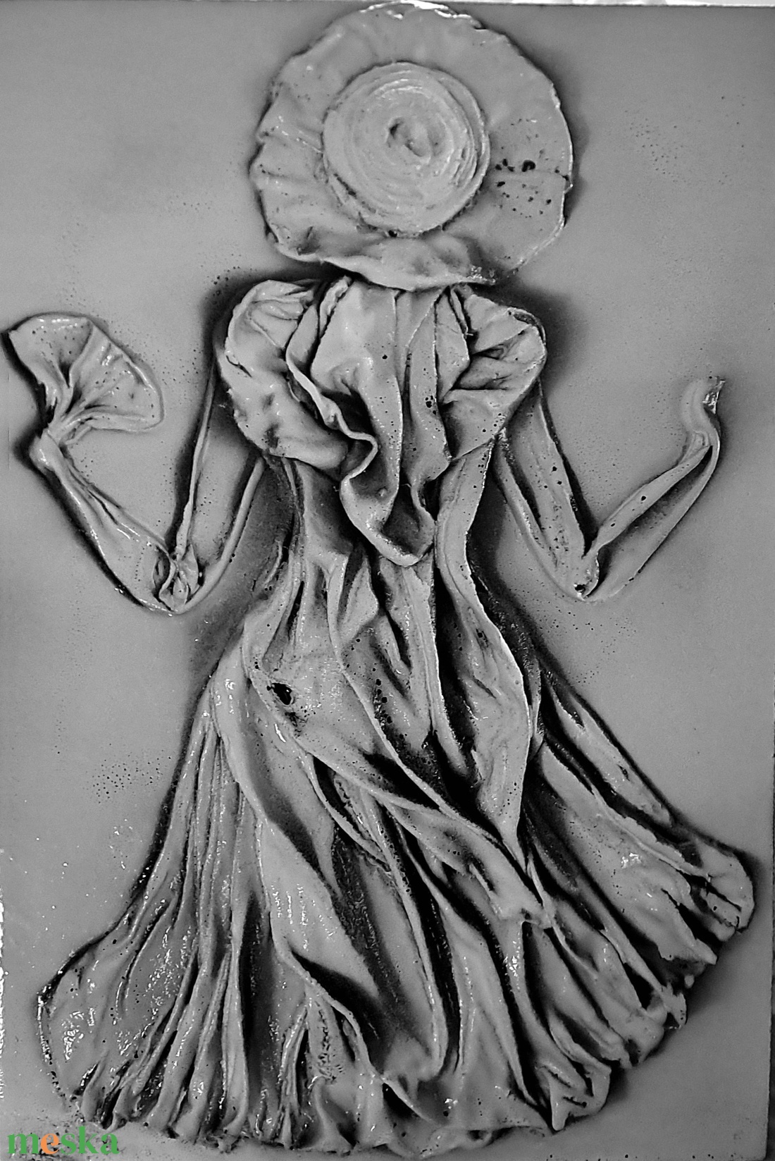 Kalapos nő legyezővel,   20x30cm - otthon & életmód - dekoráció - kép & falikép - 3d képek - Meska.hu