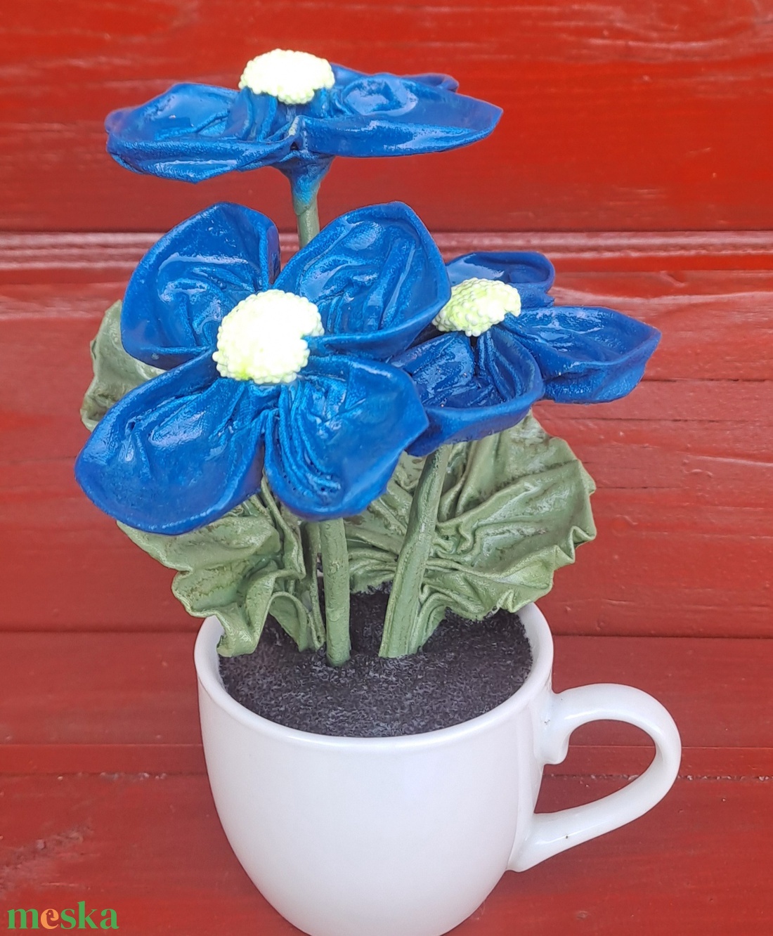 Kék kisvirágok csészében - otthon & életmód - dekoráció - Meska.hu