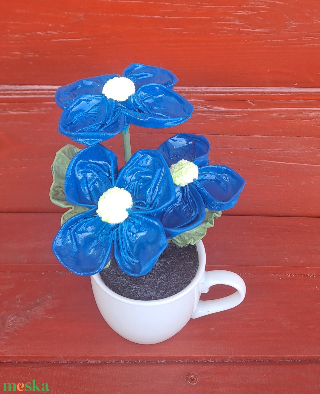 Kék kisvirágok csészében - otthon & életmód - dekoráció - Meska.hu
