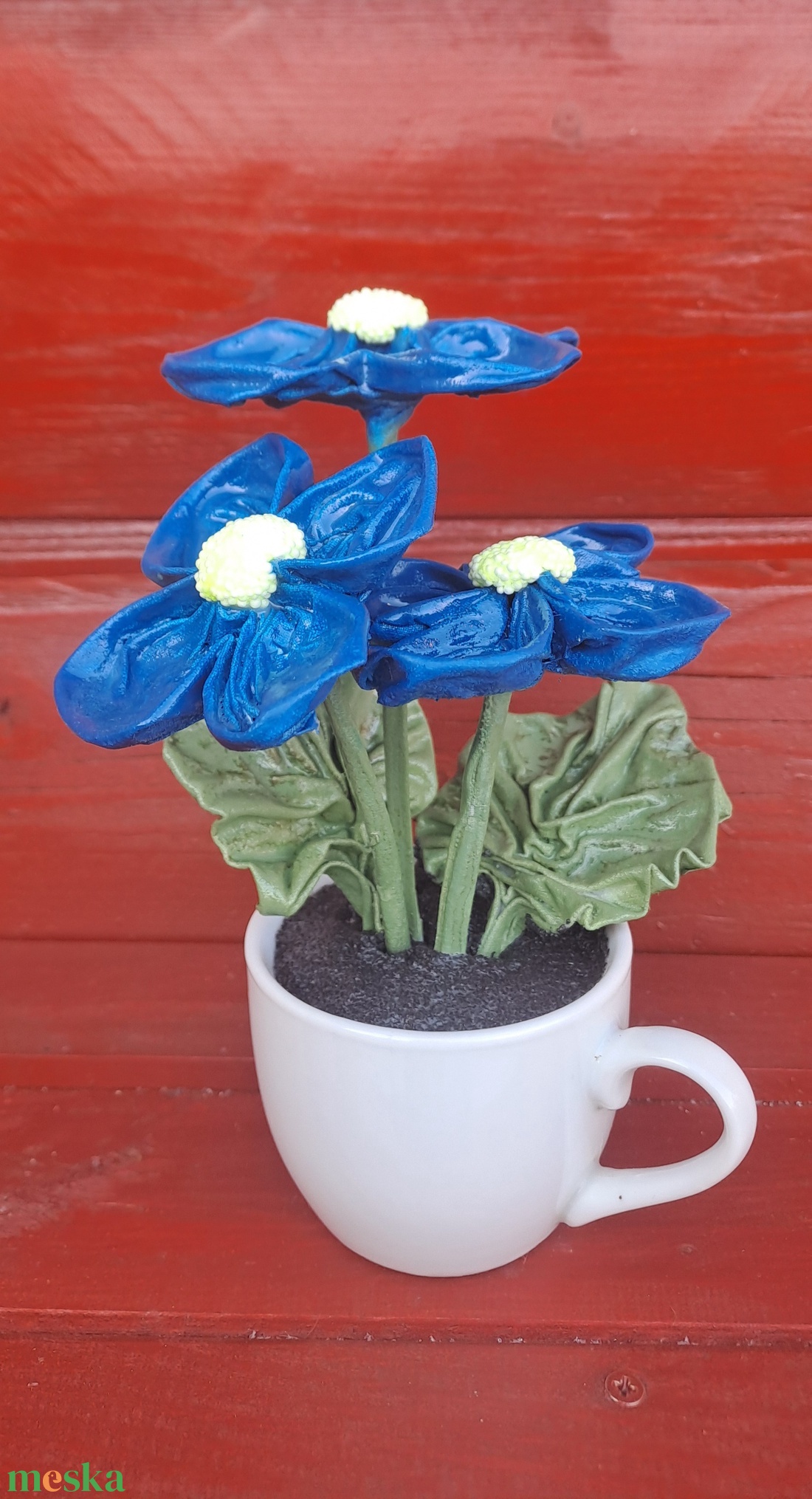 Kék kisvirágok csészében - otthon & életmód - dekoráció - Meska.hu