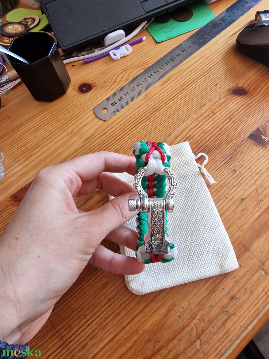 Paracord 3 színű karkötők fém seklivel - ékszer - karkötő - fonott karkötő - Meska.hu