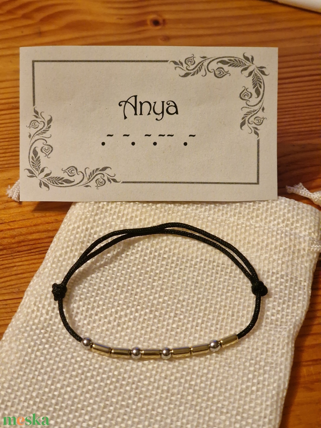 Morse karkötő egyedi felirattal - ékszer - karkötő - bogyós karkötő - Meska.hu