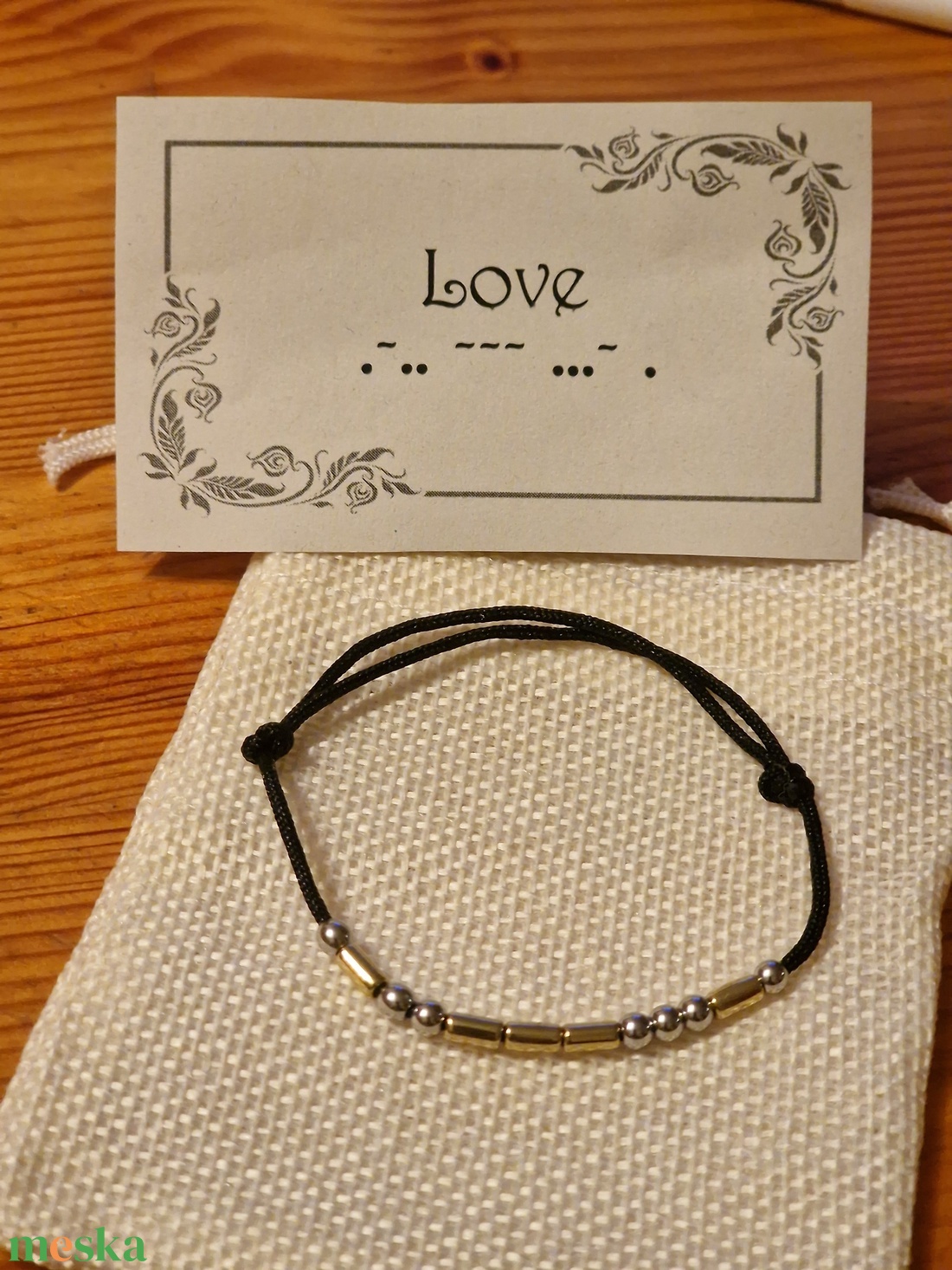 Morse karkötő egyedi felirattal - ékszer - karkötő - bogyós karkötő - Meska.hu