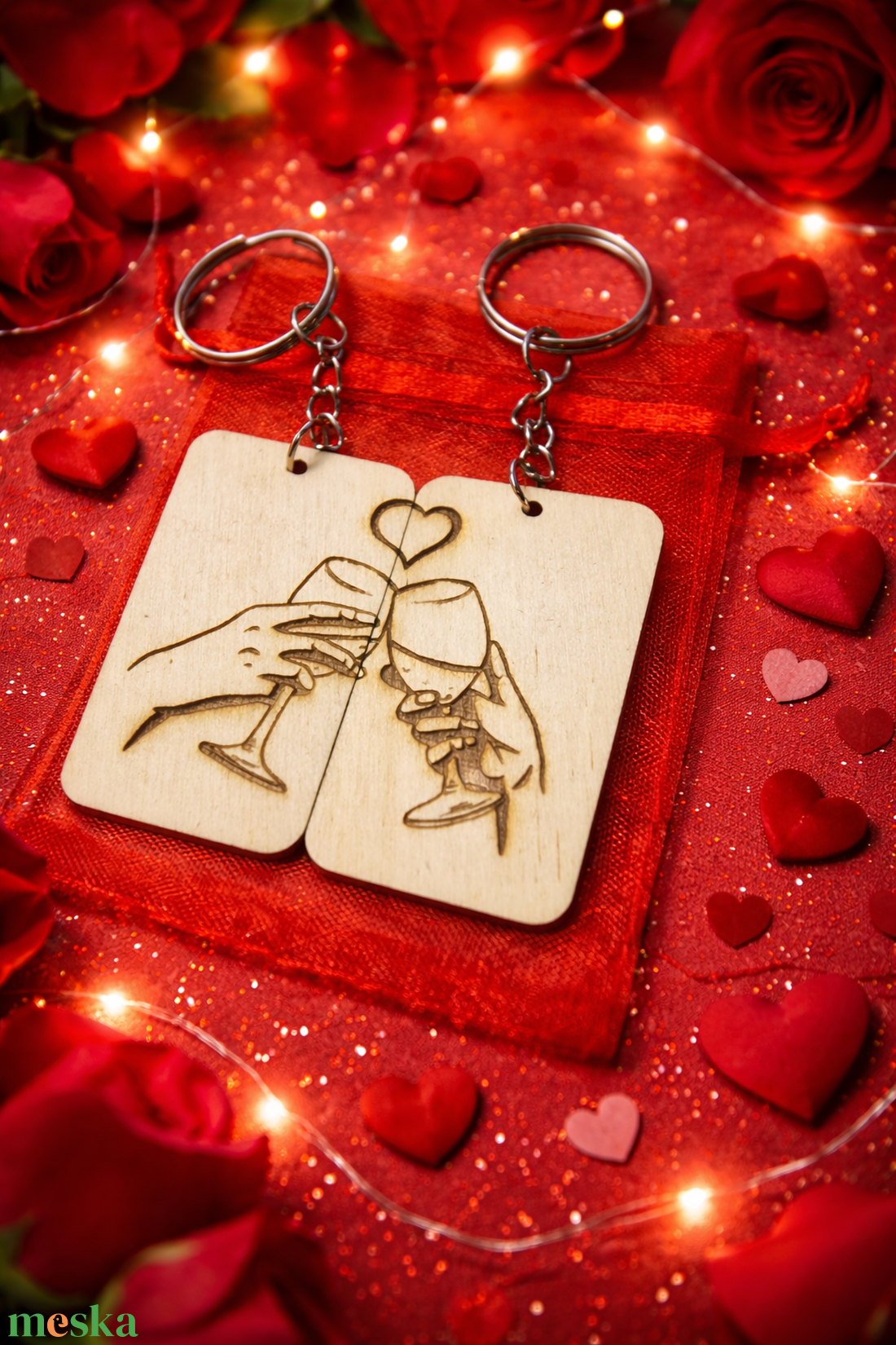 Valentin napi boros pohár kulcstartó - táska & tok - kulcstartó & táskadísz - kulcstartó - Meska.hu