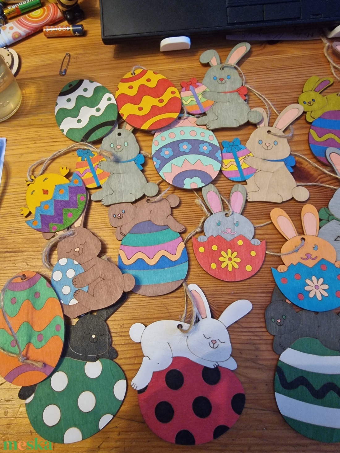 Húsvéti nyuszi és tojás díszek - esküvő - dekoráció - asztaldísz - Meska.hu