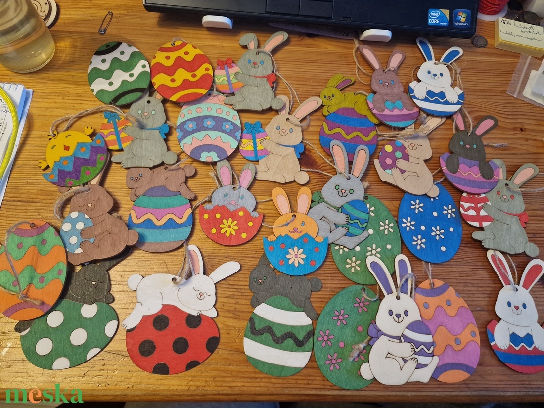 Húsvéti nyuszi és tojás díszek - esküvő - dekoráció - asztaldísz - Meska.hu