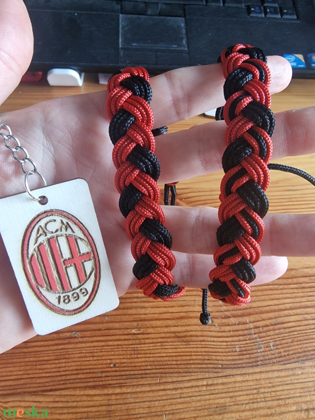 Ac milan páros karkötő / bokalánc - ékszer - karkötő - fonott karkötő - Meska.hu