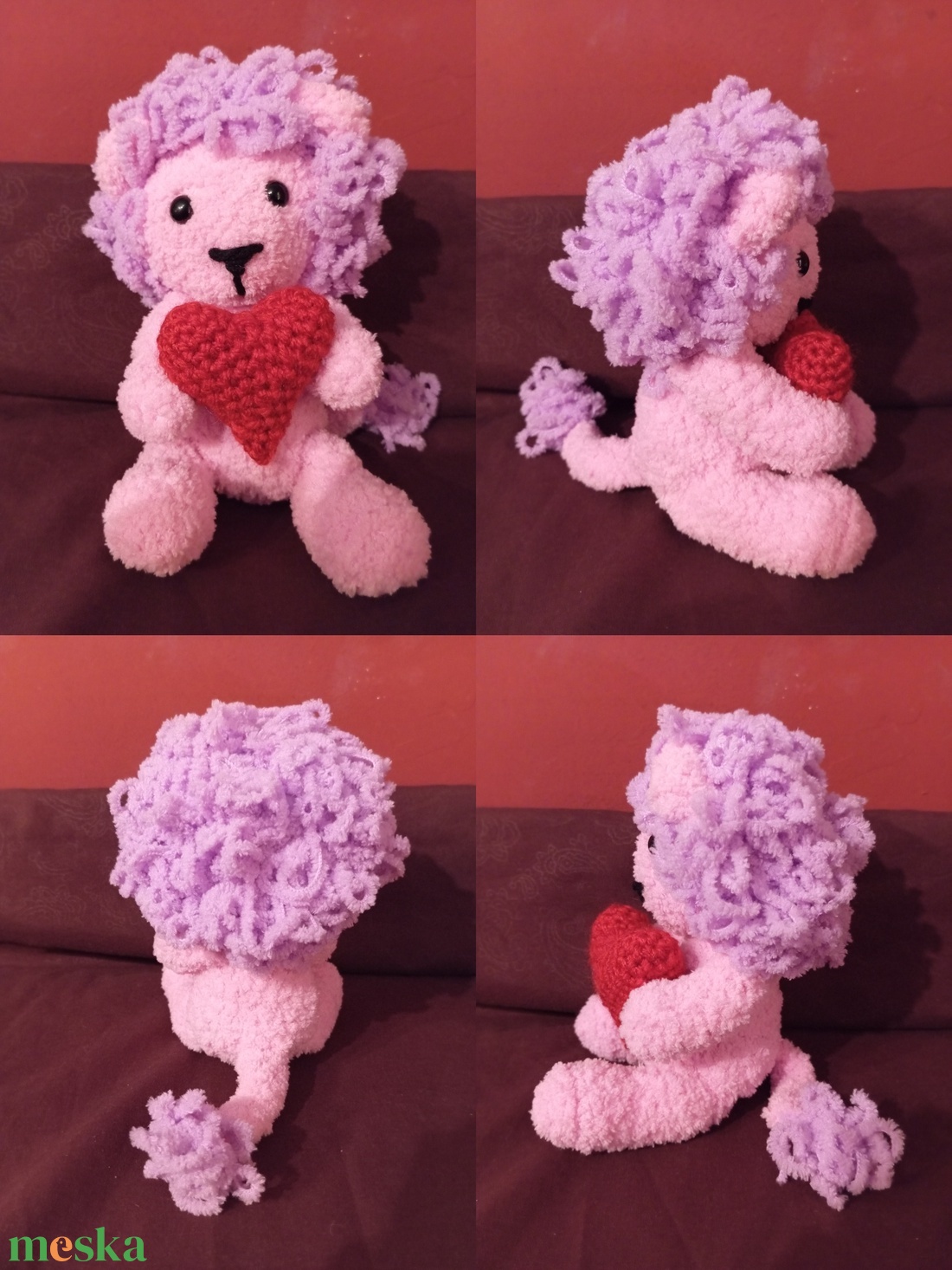 Horgolt szerelmes oroszlán és malac figura - játék & sport - plüssállat & játékfigura - más figura - Meska.hu