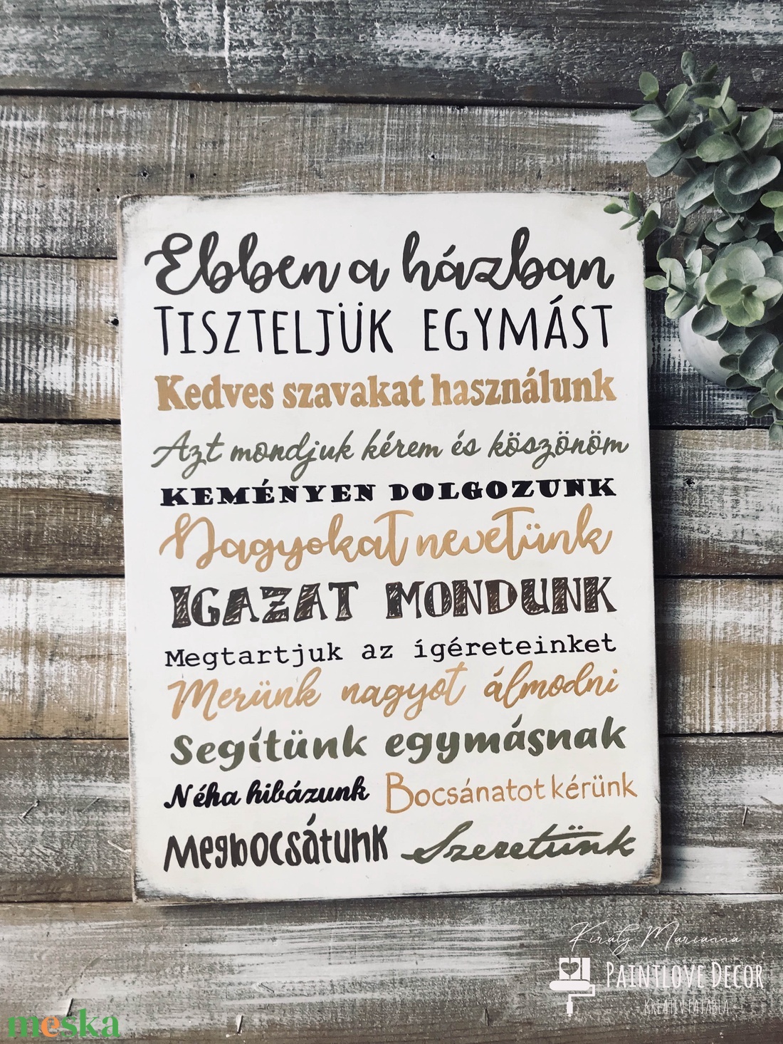 Festett fatábla - Ebben a házban - otthon & életmód - dekoráció - fali és függő dekoráció - falra akasztható dekor - Meska.hu