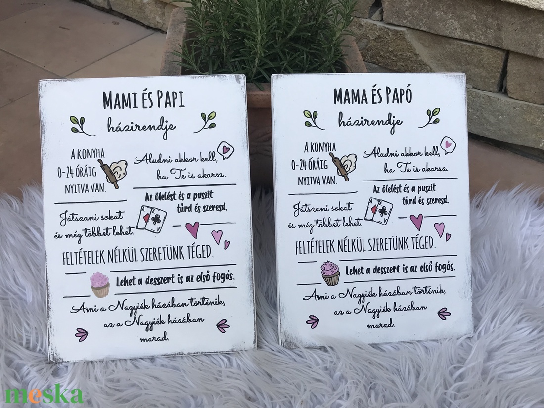 Festett fatábla - Nagymama házirendje - otthon & életmód - dekoráció - fali és függő dekoráció - falra akasztható dekor - Meska.hu Festett fatábla - Nagymama házirendje - otthon & életmód - dekoráció - fali és függő dekoráció - falra akasztható dekor - Meska.hu