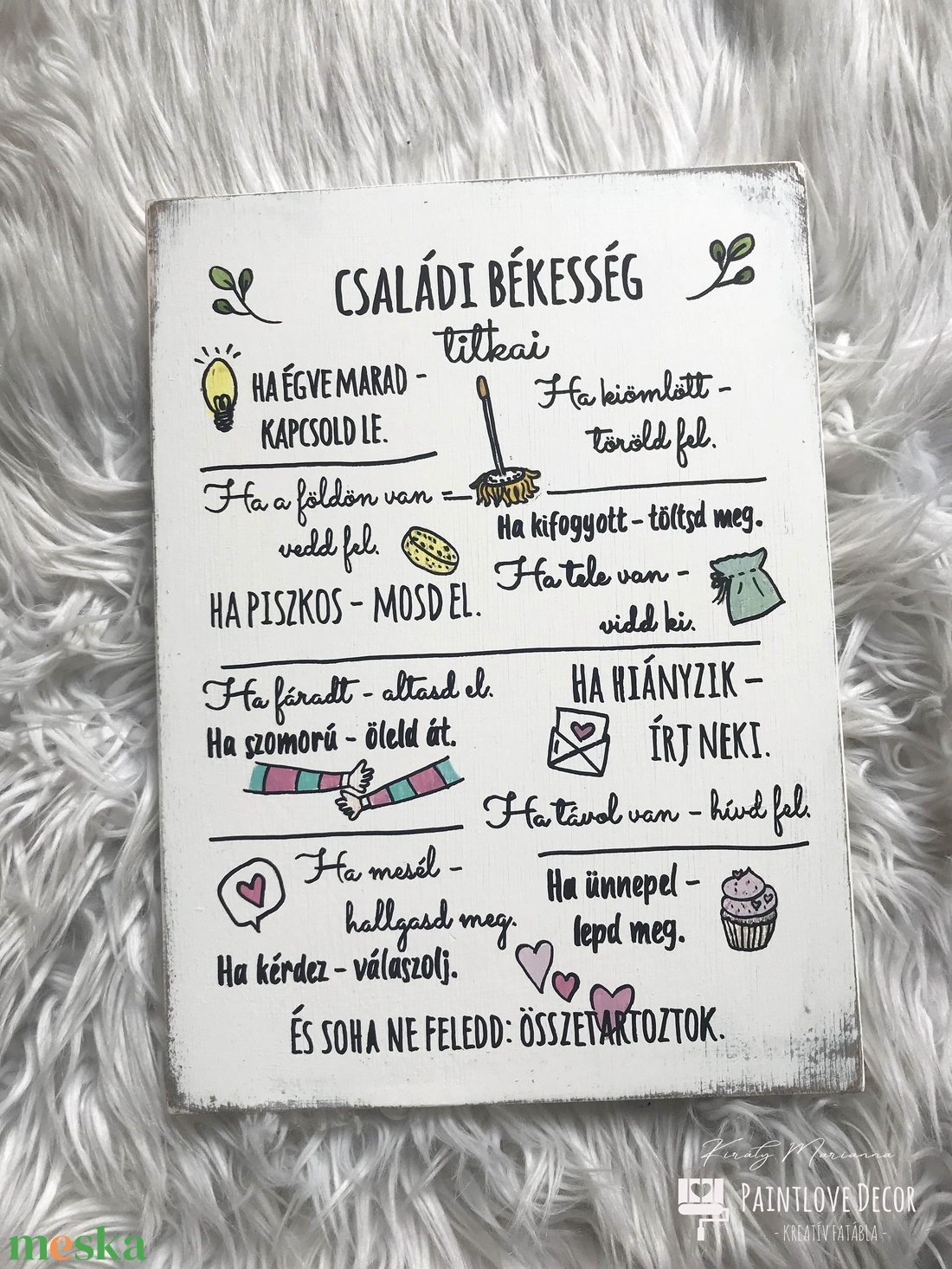 A családi békesség titkai festett fatábla - otthon & életmód - dekoráció - fali és függő dekoráció - falra akasztható dekor - Meska.hu A családi békesség titkai festett fatábla - otthon & életmód - dekoráció - fali és függő dekoráció - falra akasztható dekor - Meska.hu