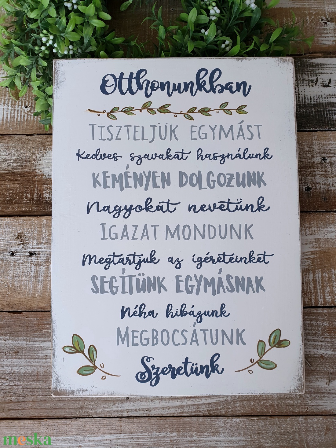 Otthonunkban festett fatábla - otthon & életmód - dekoráció - fali és függő dekoráció - falra akasztható dekor - Meska.hu Otthonunkban festett fatábla - otthon & életmód - dekoráció - fali és függő dekoráció - falra akasztható dekor - Meska.hu