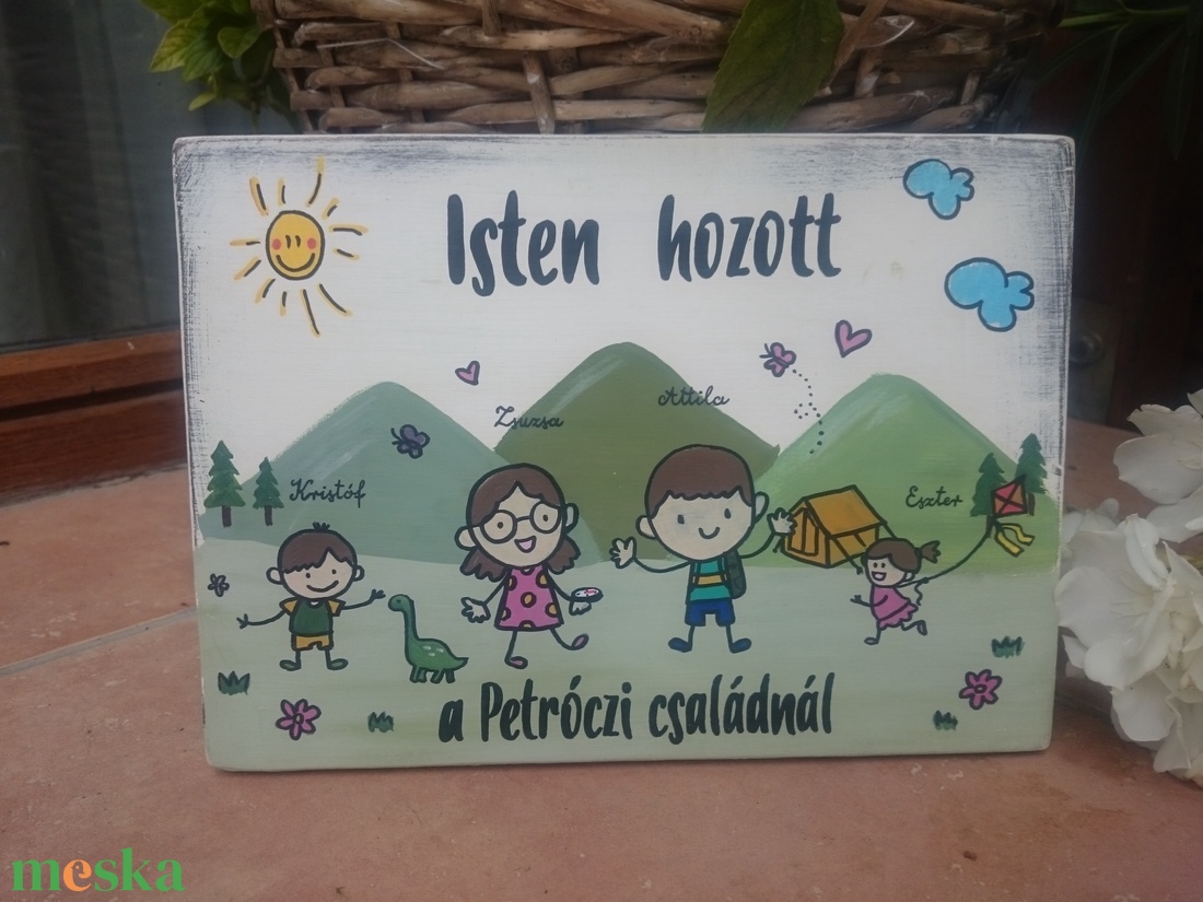 Családi táblácska - ajtóra vagy falra - otthon & életmód - dekoráció - fali és függő dekoráció - falra akasztható dekor - Meska.hu