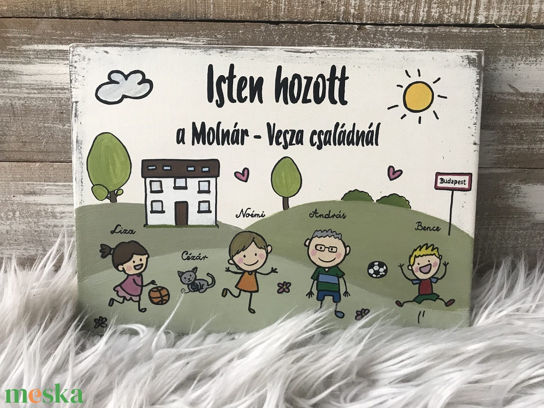 Családi táblácska - ajtóra vagy falra - otthon & életmód - dekoráció - fali és függő dekoráció - falra akasztható dekor - Meska.hu
