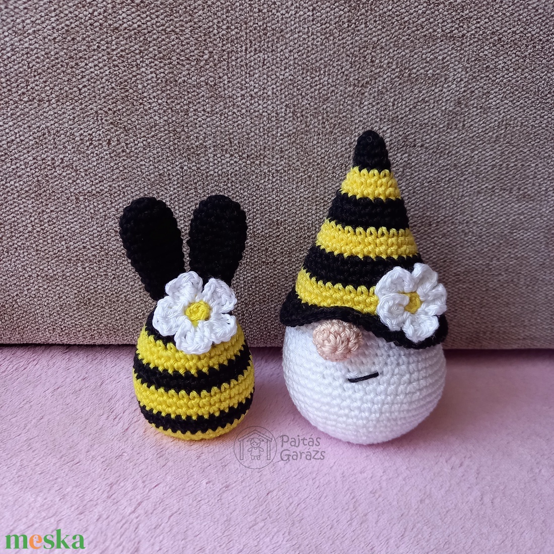Horgolt tavaszi méhecske manó és tojás-nyuszi - otthon & életmód - dekoráció - dísztárgy - Meska.hu