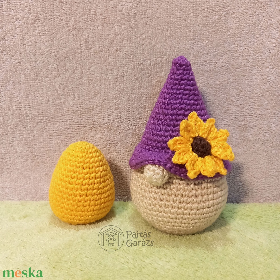 Horgolt manó és tojás - napraforgós - otthon & életmód - dekoráció - dísztárgy - Meska.hu