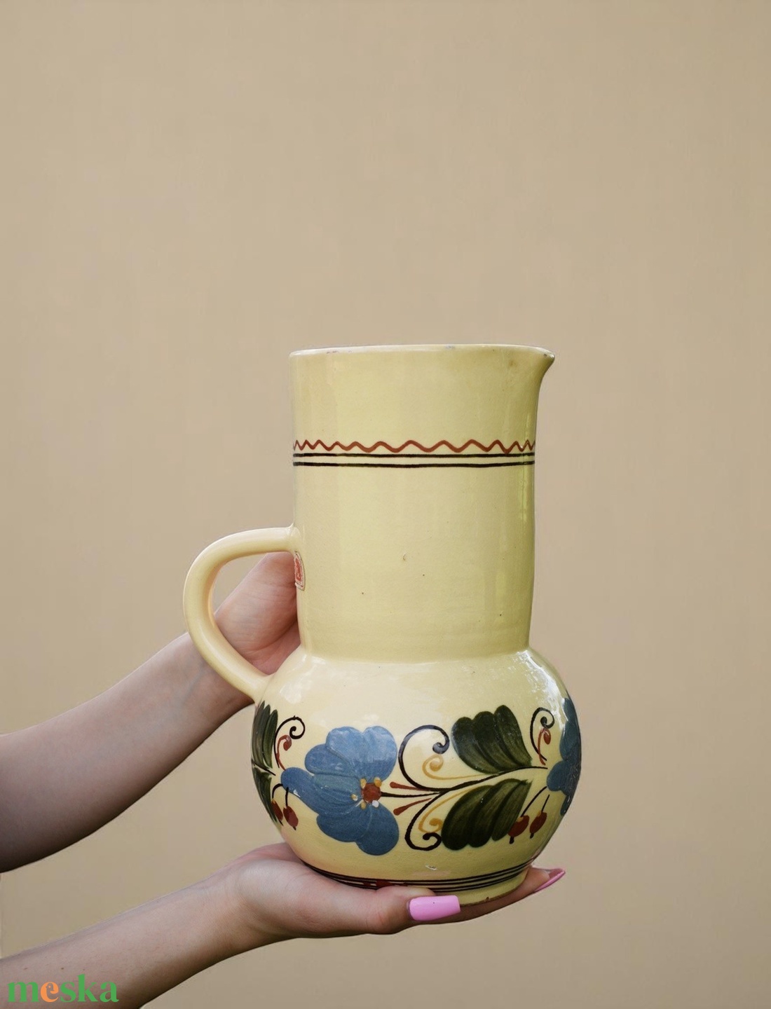 Vintage kerámia majolika kancsó... - otthon & életmód - konyhafelszerelés, tálalás - tálalás - üveg & kancsó - Meska.hu